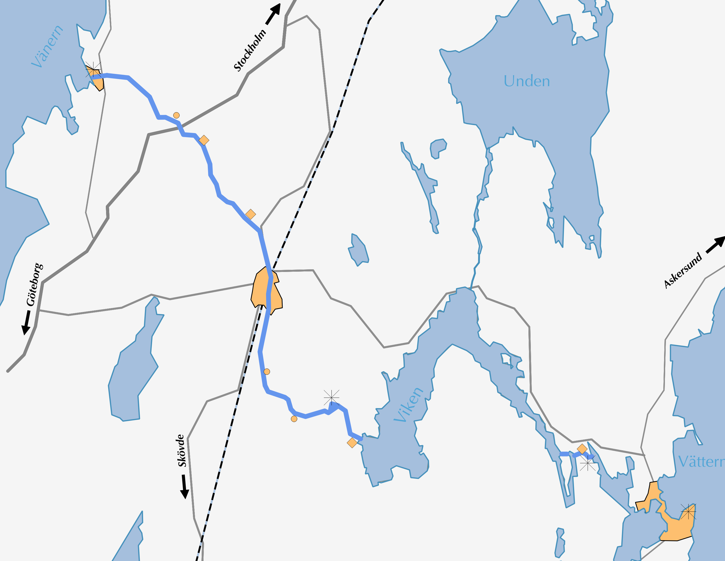 Karta över Göta kanal och Skaraborg